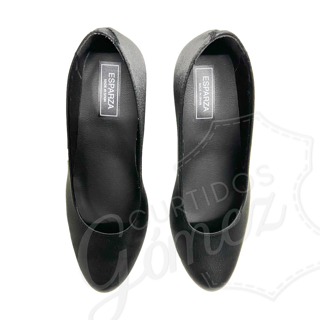 Zapato de Raso Fallera Mod. 20 Sin Correa y Tacón Alto Negro
